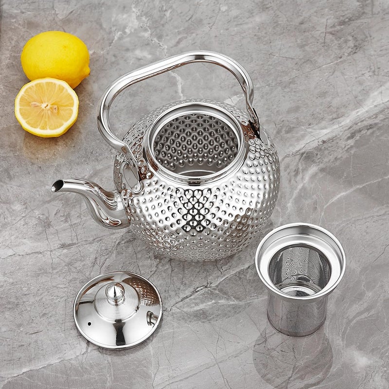 SANQIAHOME 2000ml teapot with Infuser stainless steel Water Boilers lifting handle Tea Maker Water Kettle for Induction/Gas silver - Image 5